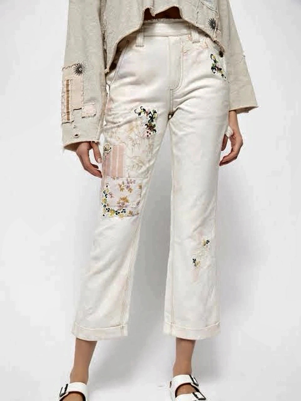 New Free Embroidered Boyfriend Jeans